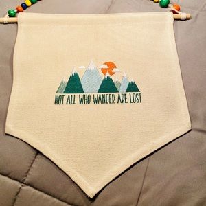 HOMEMADE CANVAS WALL BANNER/WALL ART EMBROIDERED